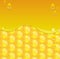 Glossy yellow background with honeycomb