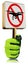 Gloved Hand Holding a Road Sign of No Fly Drones Area