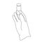 Gloved hand holding test tube,one line art,continuous drawing contour.Laboratory analysis,substance solution,chemical reaction,