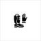 Gloves and boots for firefighters. black vector icons
