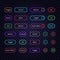 Glow buttons. Neon modern colored lighting web shopping icons vector