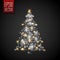 Glow Christmas Tree with lights and sparkles ,vector