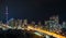 Glow from the city of Toronto and the Gardiner Expressway.