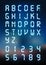 Glow digital alphabet and number for digital text, technology font concept, vector illustration