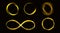 Glow gold infinity symbol or circles with sparkles