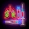 Glow Human Lungs with Pneumonia, Covid 19 Virus Contamination