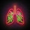 Glow Human Lungs with Pneumonia, Covid 19 Virus Contamination