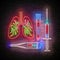 Glow Human Lungs with Pneumonia, Covid 19 Virus Contamination