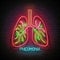 Glow Human Lungs with Pneumonia, Covid 19 Virus Contamination