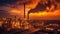 Glow light of petrochemical industry on sunset Generative AI