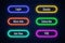 Glow neon buttons for internet donation design. Set of website button. Vector shiny design elements