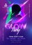 Glow Party Flyer or Template Design with Silhouette Woman with Lights Effect.