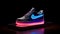 glowing air force one shoe with extremely beautiful color generative AI
