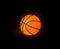 Glowing Basketball ball in the dark black background