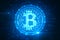 Glowing bitcoin backdrop