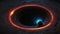 A glowing black hole in space.