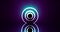 Glowing blue and purple circles spin quickly and slowly