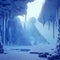 glowing blue voxel, volumetric fog, cubic world, ice cave