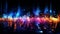 Glowing blue wave pattern illuminates futuristic nightclub generated by AI