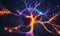 Glowing brain background with neural links network. Illustration representing artificial intelligence neuronal activity