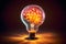 Glowing brain inside a light bulb. symbolizing the fusion of intellect and innovation. creative idea.
