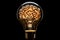 Glowing brain inside a light bulb. symbolizing the fusion of intellect and innovation. creative idea.