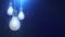 Glowing bulb bulbs falling down hanging on string blue background