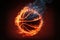 Glowing burning basketball with fire flames. Generative AI