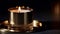 The glowing candle ignites a tranquil scene of aromatherapy relaxation generated by AI