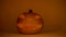 Glowing carved halloween pumpkin, Jack lantern on color background
