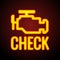 Glowing Check engine light symbol that pops up on car dashboard when something goes wrong with the engine, vector