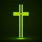 Glowing christian cross. Religious symbol, neon sign