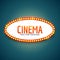 Glowing cinema signboard banner. Vintage vector light retro sign frame for theater banner signboard