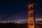 The glowing city of San Francisco through the Golden Gate Bridge