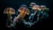 Glowing cnidarian tentacles levitate in dark water generated by AI