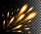 Glowing collection. Golden firework, light effects isolated on transparent background. Sunlight lens flare, stars. Shining element