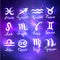 Glowing collection of Zodiac signs