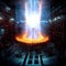 Glowing Core Inside a Nuclear Reactor.  Antigravity, Magnetic Field, Nuclear Fusion, Gravitational Waves and Spacetime Concept