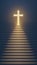 Glowing cross and a stairs leads to it - vertical