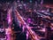 Glowing cyberpunk city with neon river