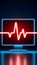 Glowing digital heartbeat line reflecting on the monitor, symbolizing vital signs monitoring