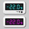 Glowing digital thermometer icons