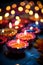 Glowing diwali diya candle lamp, Indian spiritual festival of light