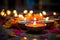 Glowing diwali diya candle lamp, Indian spiritual festival of light