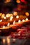 Glowing diwali diya candle lamp, Indian spiritual festival of light