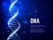 Glowing DNA helix. Genetics science and medicine