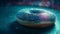 Glowing donut with chocolate icing decoration generated by AI