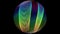 Glowing doodle neon sphere, rainbow sphere rotating on black backgkround, Disco or nightclub decoration.