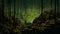Glowing Dystopian Rainforest: Retro 8-bit Firewood Scene