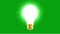 Glowing electric bulb with green screen background